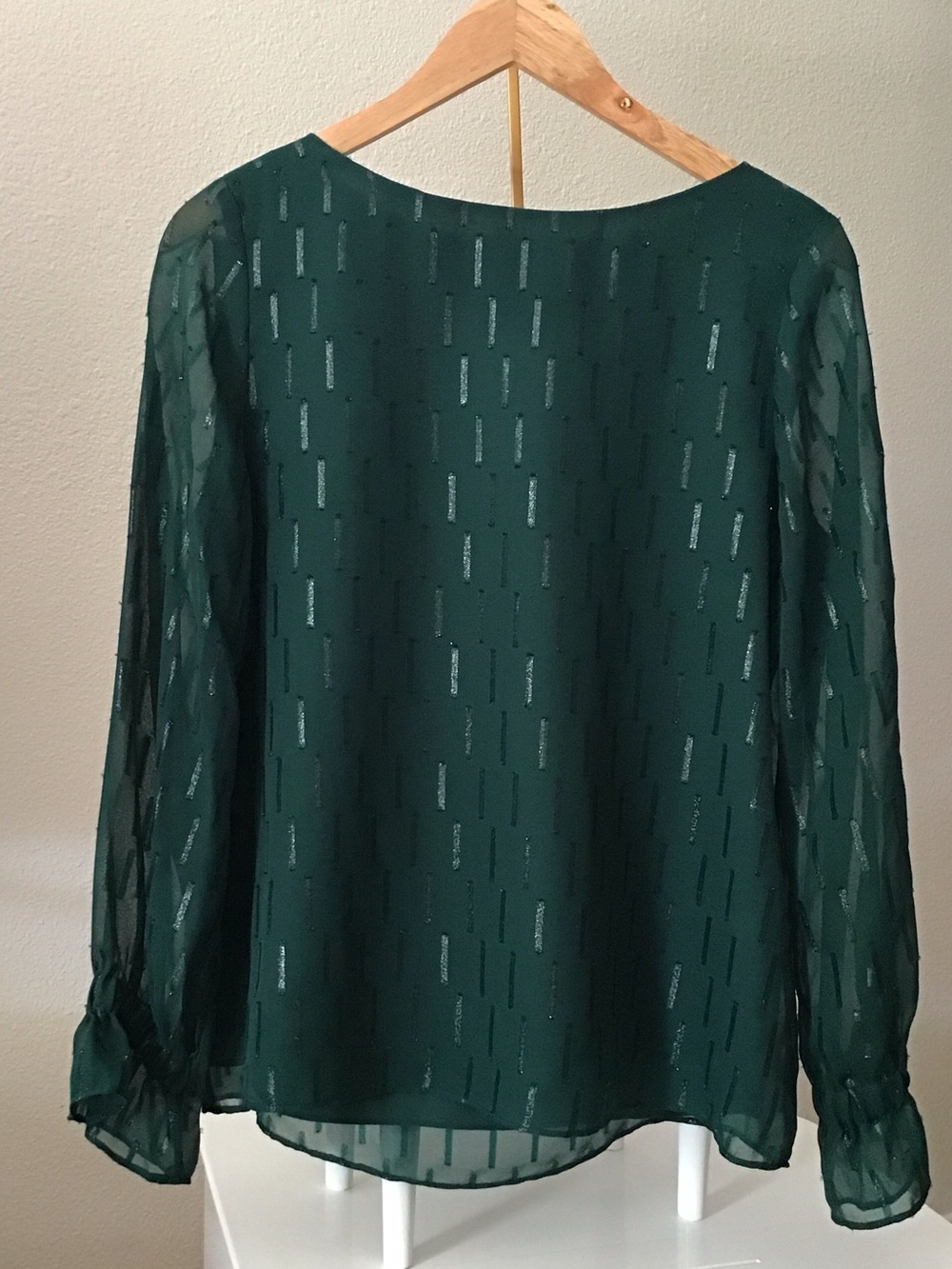 Banana Republic Deep Green Sheer Long Sleeve Blouse